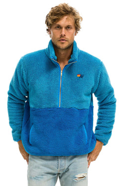 TEDDY UNISEX HALF ZIP COLOR BLOCK JACKET - OCEAN Jacket Aviator Nation 