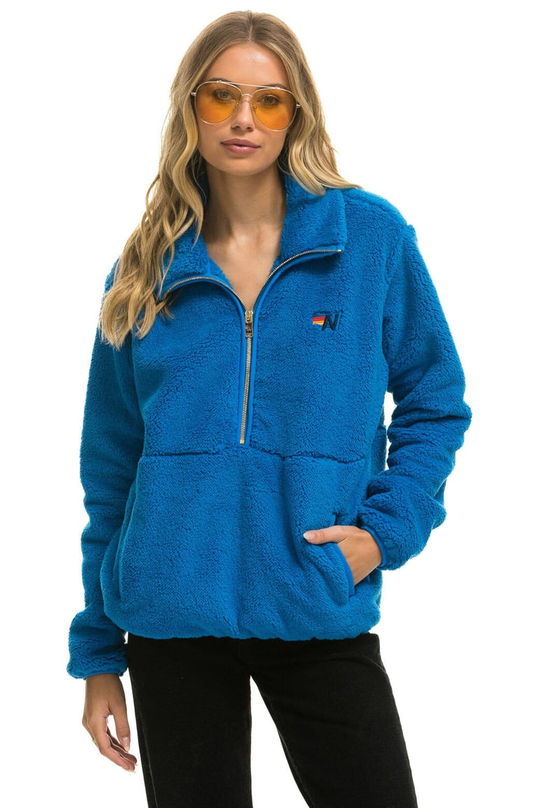 TEDDY UNISEX HALF ZIP JACKET - BLUE CINA Unisex Outerwear Aviator Nation 