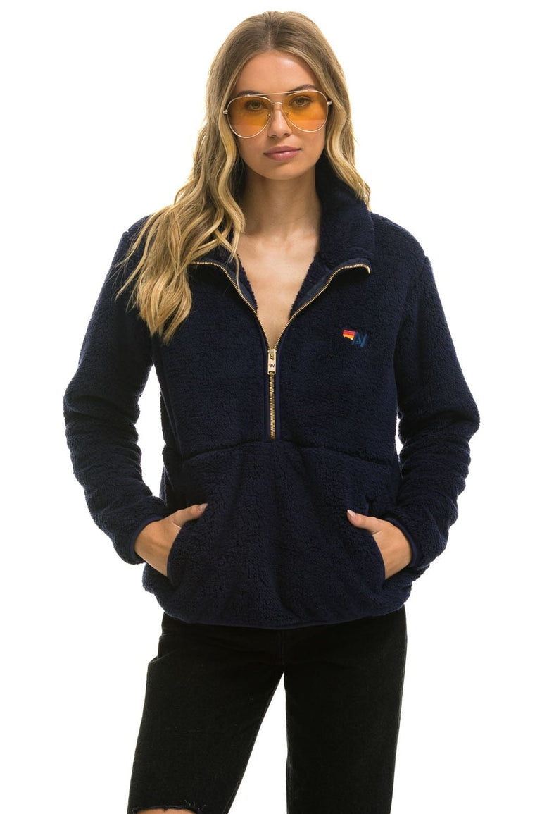 TEDDY UNISEX HALF ZIP JACKET - NAVY Unisex Outerwear Aviator Nation 