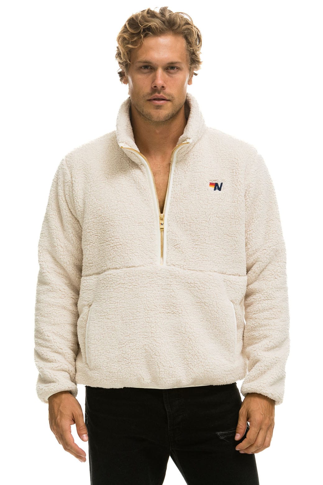 TEDDY UNISEX HALF ZIP JACKET - VINTAGE WHITE Jacket Aviator Nation 