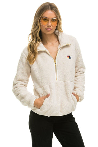 TEDDY UNISEX HALF ZIP JACKET - VINTAGE WHITE Unisex Outerwear Aviator Nation 