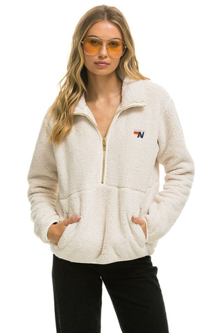 TEDDY UNISEX HALF ZIP JACKET - VINTAGE WHITE Unisex Outerwear Aviator Nation 