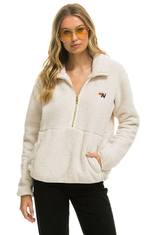 TEDDY UNISEX HALF ZIP JACKET - VINTAGE WHITE Unisex Outerwear Aviator Nation 