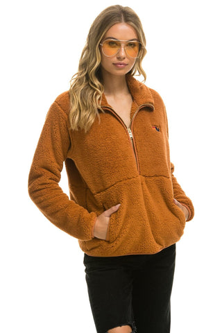 TEDDY UNISEX HALF ZIP JACKET - WHISKEY Unisex Outerwear Aviator Nation 