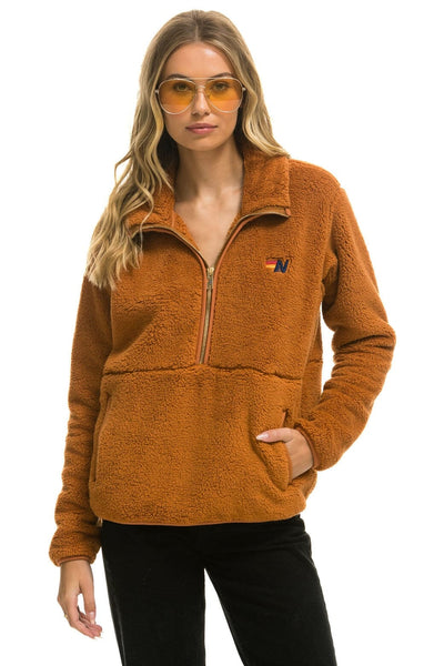 TEDDY UNISEX HALF ZIP JACKET - WHISKEY – Aviator Nation