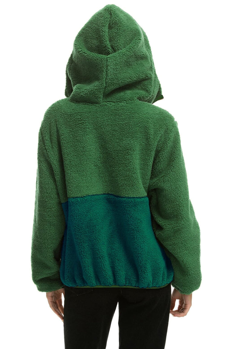 TEDDY UNISEX HOODED HALF ZIP COLOR BLOCK JACKET - GARDEN GREEN Unisex Outerwear Aviator Nation 
