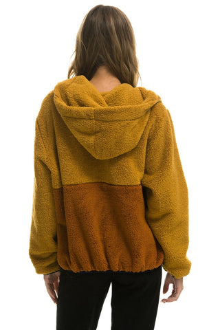 TEDDY UNISEX HOODED HALF ZIP COLOR BLOCK JACKET - HONEY Unisex Outerwear Aviator Nation 