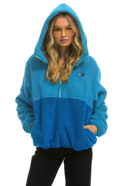 TEDDY UNISEX HOODED HALF ZIP COLOR BLOCK JACKET - OCEAN Unisex Outerwear Aviator Nation 