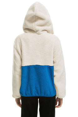 TEDDY UNISEX HOODED HALF ZIP COLOR BLOCK JACKET - VINTAGE WHITE Women's Outerwear Aviator Nation 
