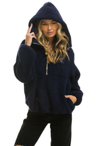 TEDDY UNISEX HOODED HALF ZIP JACKET - NAVY Women's Outerwear Aviator Nation 