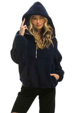 TEDDY UNISEX HOODED HALF ZIP JACKET - NAVY Women's Outerwear Aviator Nation 