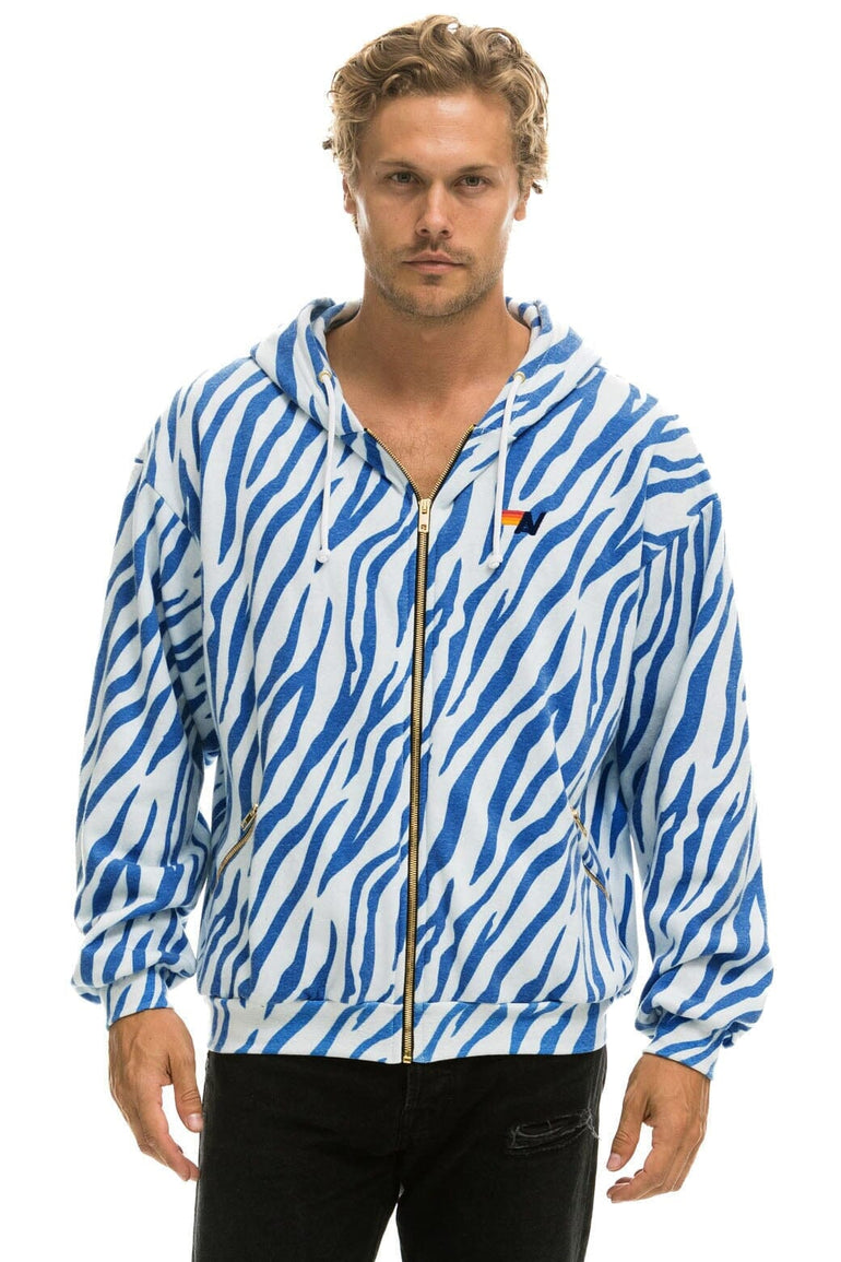 TIGER RELAXED ZIP HOODIE WITH POCKETS - BLUE TIGER Hoodie Aviator Nation