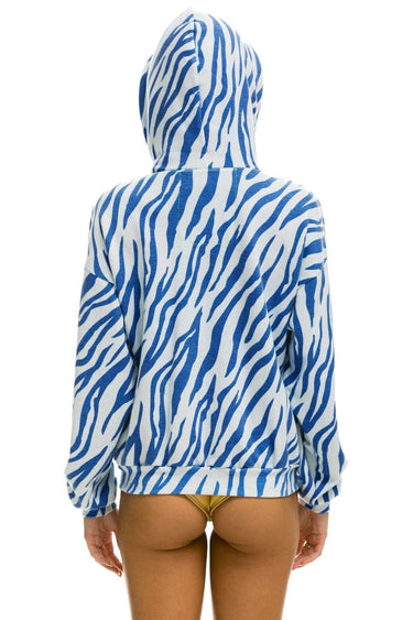 GLUDEAR Men's Polynesian Tribal Print Hoodie - Full Zip, Long Sleeve, Royal Blue Sweatshirt