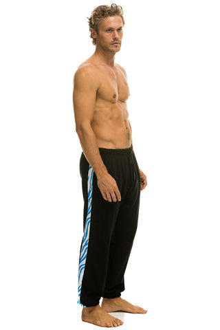 TIGER STRIPE MEN'S SWEATPANTS - BLACK // BLUE TIGER Men's Sweatpants Aviator Nation 