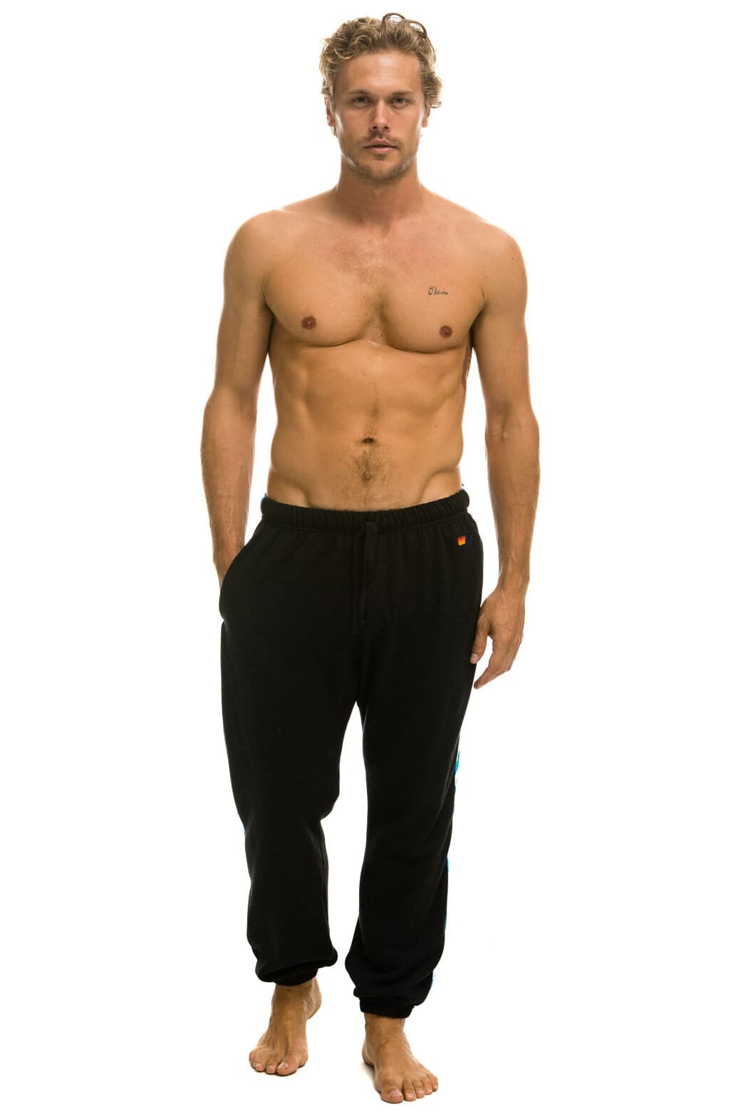 TIGER STRIPE MEN'S SWEATPANTS - BLACK // BLUE TIGER Men's Sweatpants Aviator Nation 