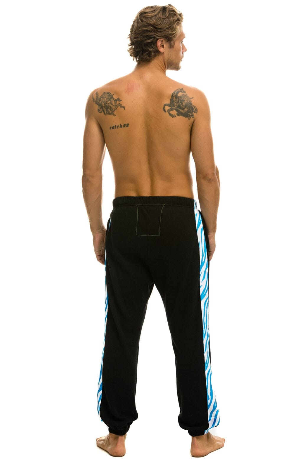 TIGER STRIPE MEN'S SWEATPANTS - BLACK // BLUE TIGER Men's Sweatpants Aviator Nation 