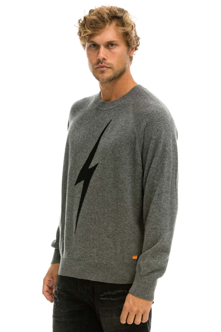 UNISEX BOLT CASHMERE LIGHT SWEATER - DEEP HEATHER // BLACK BOLT Sweatshirt Aviator Nation