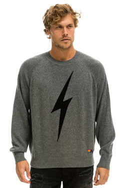 UNISEX BOLT CASHMERE LIGHT SWEATER - DEEP HEATHER // BLACK BOLT Sweatshirt Aviator Nation 