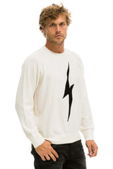UNISEX BOLT CASHMERE LIGHT SWEATER - VINTAGE WHITE // BLACK BOLT Sweatshirt Aviator Nation 