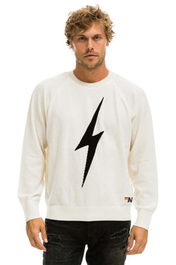 UNISEX BOLT CASHMERE LIGHT SWEATER - VINTAGE WHITE // BLACK BOLT Sweatshirt Aviator Nation 