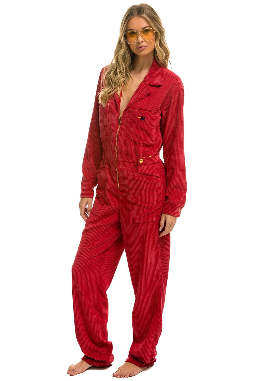 UNISEX CORDUROY FLIGHT SUIT - CHERRY Flight Suit Aviator Nation 