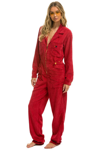 UNISEX CORDUROY FLIGHT SUIT - CHERRY Flight Suit Aviator Nation 