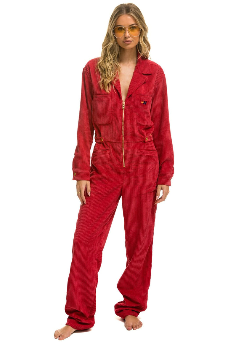 UNISEX CORDUROY FLIGHT SUIT - CHERRY Flight Suit Aviator Nation 