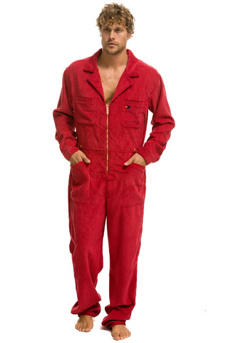 UNISEX CORDUROY FLIGHT SUIT - CHERRY Flight Suit Aviator Nation 