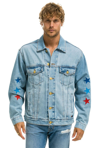 UNISEX OVERSIZED CONCERT 4 POCKET DENIM JACKET - SUPER LIGHT Denim Jacket Aviator Nation 