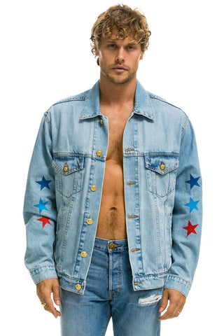 UNISEX OVERSIZED CONCERT 4 POCKET DENIM JACKET - SUPER LIGHT Denim Jacket Aviator Nation 
