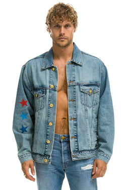 UNISEX OVERSIZED CONCERT 4 POCKET DENIM JACKET - VINTAGE Denim Jacket Aviator Nation 