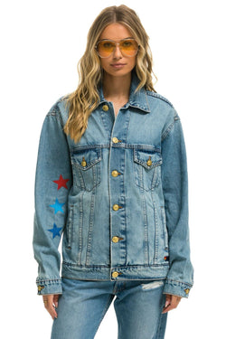 UNISEX OVERSIZED CONCERT 4 POCKET DENIM JACKET - VINTAGE Denim Jacket Aviator Nation 