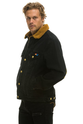 UNISEX RANCH SHERPA DENIM JACKET - VINTAGE BLACK Denim Jacket Aviator Nation 