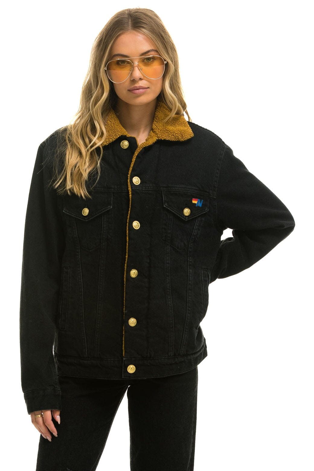 UNISEX RANCH SHERPA DENIM JACKET - VINTAGE BLACK Denim Jacket Aviator Nation 