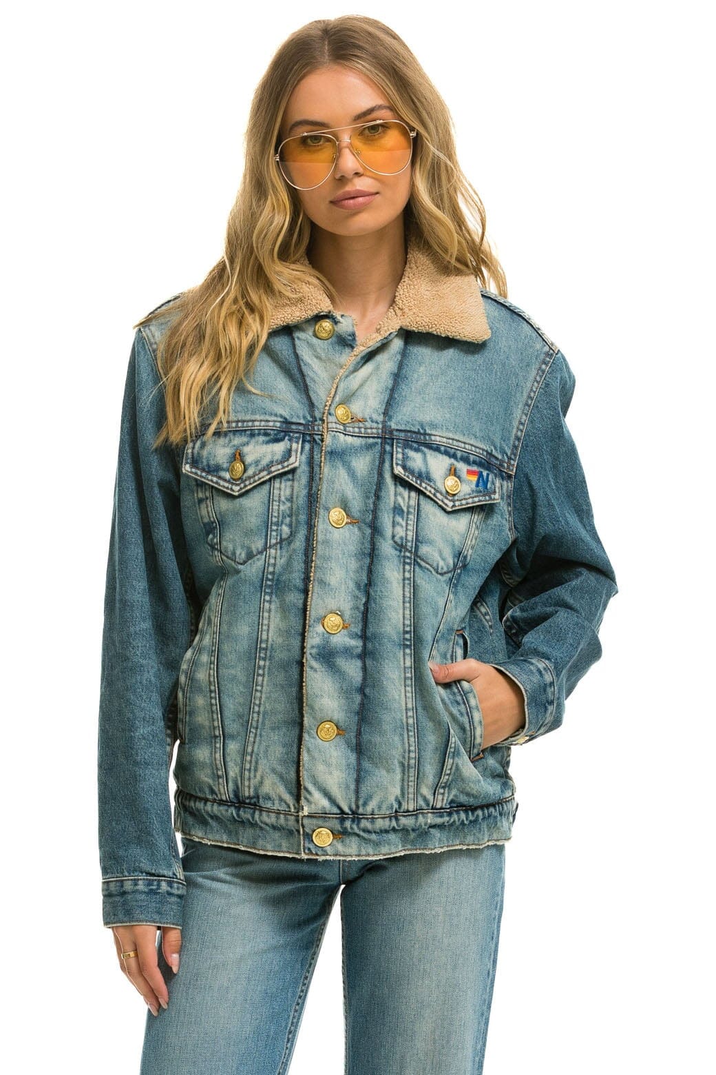 UNISEX RANCH SHERPA DENIM JACKET - VINTAGE Denim Jacket Aviator Nation 