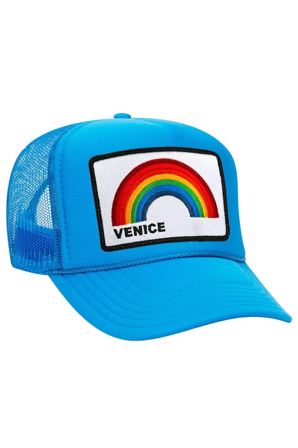 VENICE RAINBOW TRUCKER HAT HATS Aviator Nation OS NEON BLUE 