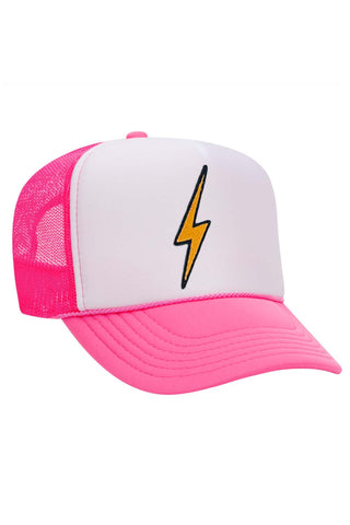 VINTAGE BOLT TRUCKER HAT HATS Aviator Nation OS NEON PINK / WHITE / NEON PINK 