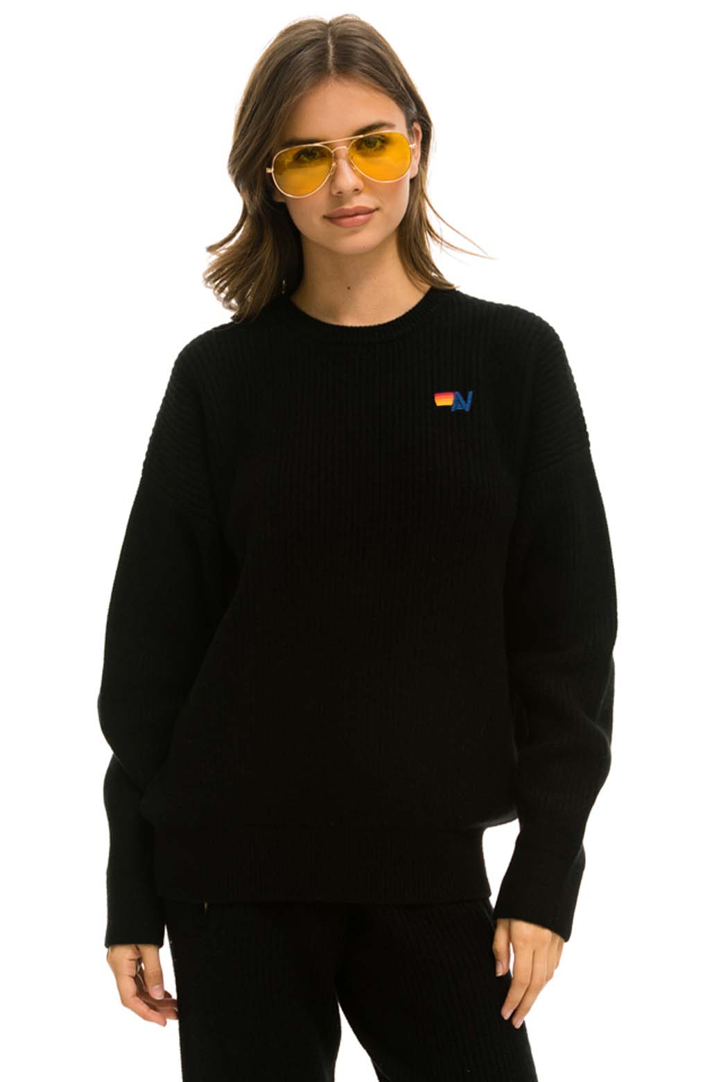 VINTAGE CABIN UNISEX CASHMERE SWEATER - BLACK Sweatshirt Aviator Nation 