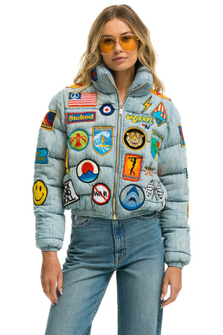 VINTAGE PATCH DENIM APRES PUFFER JACKET - VINTAGE Women's Outerwear Aviator Nation 
