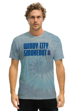 WINDY CITY SMOKEOUT 2023 TEE - TIE DYE HEATHER BLUE Tees Aviator Nation 