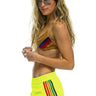 WOMEN'S 5 STRIPE FLEX BOARD SHORTS - NEON YELLOW // RAINBOW Women's Board Shorts Aviator Nation 