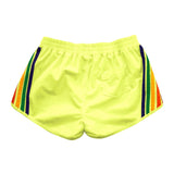 WOMEN'S 5 STRIPE FLEX BOARD SHORTS - NEON YELLOW // RAINBOW Women's Board Shorts Aviator Nation 