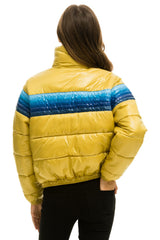 WOMEN'S 5 STRIPE LUXE APRES PUFFER JACKET - GLOSSY KHAHKI Jacket Aviator Nation 