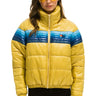 WOMEN'S 5 STRIPE LUXE APRES PUFFER JACKET - GLOSSY KHAHKI Jacket Aviator Nation 