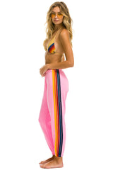 WOMEN'S 5 STRIPE SWEATPANTS - NEON PINK Womens Sweatpants Aviator Nation 