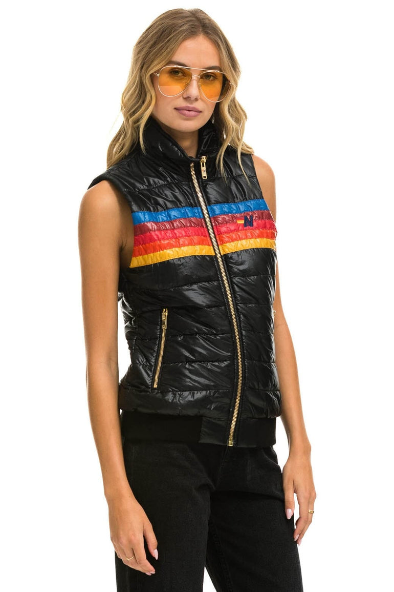 WOMEN'S 5 STRIPE VEST - GLOSSY BLACK Women's Vest Aviator Nation