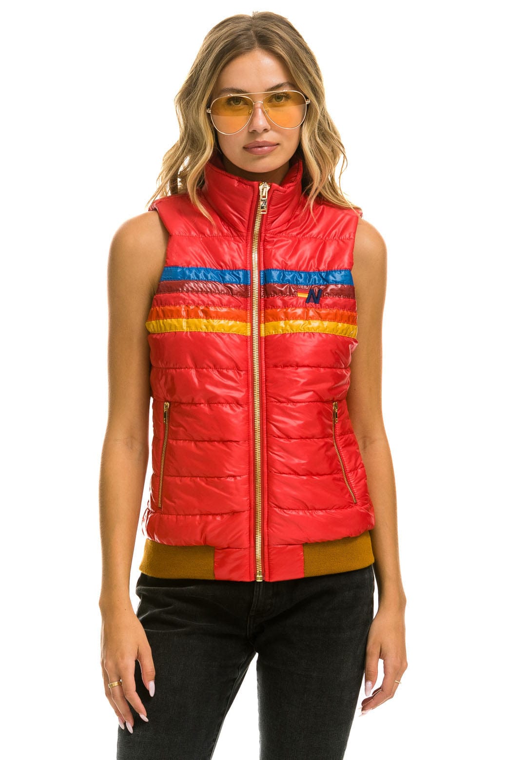 WOMEN'S 5 STRIPE VEST - GLOSSY CHERRY Vest Aviator Nation 