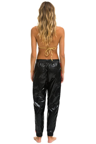 WOMEN'S 5 STRIPE WIND PANT - BLACK GLOSSY Women's Sweatpants Aviator Nation 