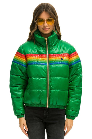 WOMEN'S 6 STRIPE LUXE APRES PUFFER JACKET - GLOSSY AMAZON Jacket Aviator Nation 