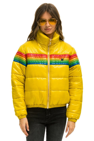 WOMEN'S 6 STRIPE LUXE APRES PUFFER JACKET - GLOSSY HONEY Jacket Aviator Nation 
